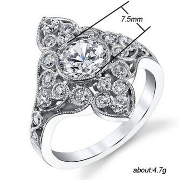 925 Sterling Silver Rings Cut White Sapphire Ring - Picture 3 of 7